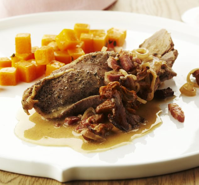 Gebraden fazant met spekjes